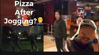 Jogging na nauwi sa Kainan!(pizzahut)Vlog3-Life in abroad|Healthy Living|Warm-Up|Jogging