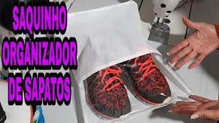 SAQUINHO ORGANIZADOR  DE  SAPATOS com visor em plástico transparente.