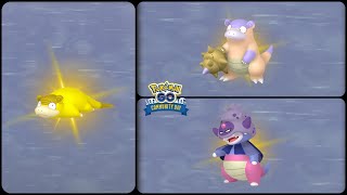 Pokemon Go: Evolve Shiny Galar Slowpoke into Shiny Galar Slowbro & Slowking (Community Day Surf)