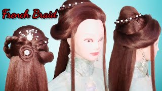 party hairstyle || hairstyle with front Puf || front Puff || hairstyle for long hair ||