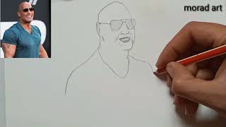 dwayne johnson pencil drawing