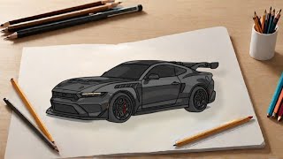 "Step-by-Step Guide: Drawing a Ford Mustang GTD"