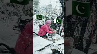 beautiful girl washing in snow falling 2022