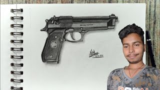 gun drawing pistol | Realistic 3d pistol gun drawing | 3D gun drawing | #gundrawing #5