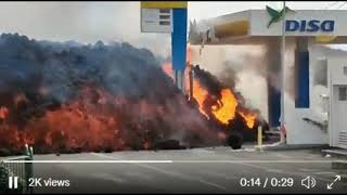 Cumbre Vieja Destroys Gas Station La Palma