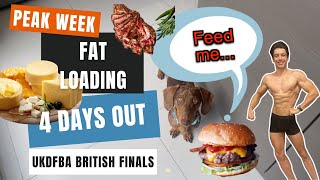 FULL DAY OF EATING | FAT LOADING | PEAK WEEK | 4 DAYS OUT UKDFBA BRITISH FINALS