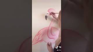 Flamingo wall mural. Роспись стен фламинго