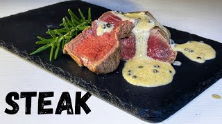 Jak udělat hovězí steak na zeleném pepři/Se smetanovou omáčkou.