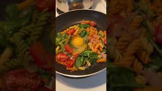 Pasta with Egg/Spinach/cherry tomatoes/#shorts