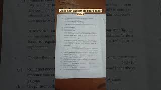 Class 12th English pre board paper 2024//up board pre board paper solution#exam#annualpaper#varshik