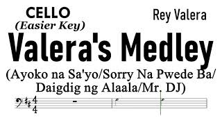 VALERA''s Medley Cello Easier Key Sheet Music Backing Track Partitura Rey Valera