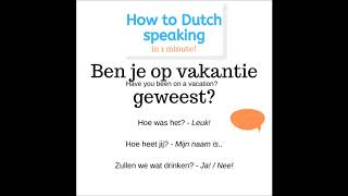 How to Dutch Speaking - Small Talk - Brought to You by LearnDutchOnline.nl