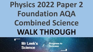 Combined Science Physics Paper 2 Foundation Walkthrough