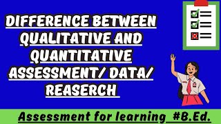 Difference between Quantitative and Qualitative Assessment/ Data/Reaserch #B.Ed.#M.Ed.