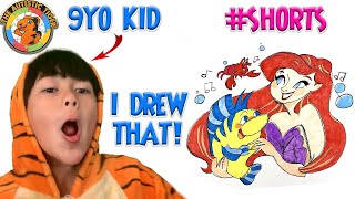 9yo Autistic Savant Draws - Ariel | The Little Mermaid #shorts