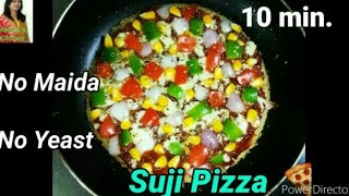 Suji se banaye tasty  Pizza make only 10 min. on Tawa Suji Pizza 🍕 Rava Pizza / Semolina Pizza