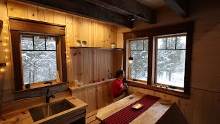 Snowed in at the Off Grid Cabin | New Table | Window Trim