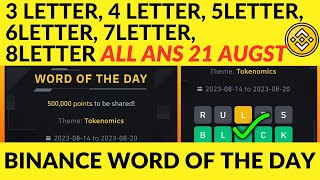 Binance Crypto WODL Answers Today | All Letters WOTD | Crypto Wallets Theme | New Word of the day