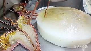 #Lobster live 3.4kg #lugaw and steam with #garlic yummy