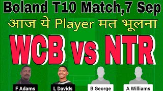 wcb vs ntr dream11 prediction today match.wcb vs ntr prediction.wcb vs ntr t10 dream11 team today