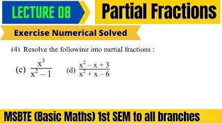 Partial Fractions  Lec 8 || MSBTE Diploma || 1st Sem || Basic Mathematics || by Darshan Academy