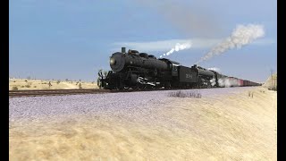 Trainz Runby: Heavy Double Headed Steam ATSF Freight on the Mojave Sub