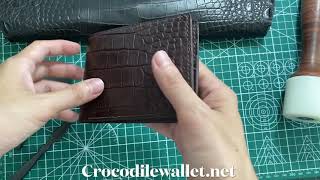 Dark Brown Crocodile Bi-fold Wallet, Men Wallet Da Nang City -  WhatsApp +84936221813