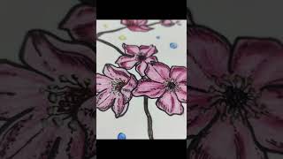 Cherry blossom painting, pencil colour flowers, fun art video #shorts #trendingshorts #youtubeshorts