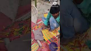 Traditional Handicrafts Making with Color Bamboo Pieces | Amazing Skills #shorts