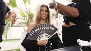 ghd duet style | beach club event at Ushuaia in Ibiza | good hair days from wet to styled