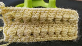 كروشيه طريقه عمل غرزه الخرز (crochet beads stitch)لعمل الشنط/طاقيه(قبعه)/جاكيت/شال/اسكارف