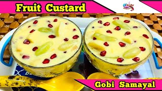 Fruit Custard Recipe | How to Make Fruit Custard | Mixed Fruit Salad with Custard | Gobi Samayal