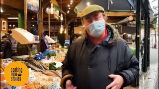 Cooking New Stories films Charles Pelham talking about fish in Borough Market