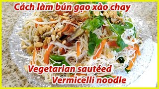 Cách làm bún gạo xào chay | Making vegetarian sautéed Vermicelli noodle - 295