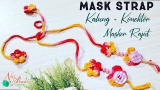 Crochet Mask Strap || Motif bunga + kupu kupu || Mudah untuk pemula