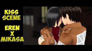 MMD SNK "Kiss Scene" - Eren x Mikasa - Attack On Titan - Eremika animation AOT meme