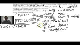 Rotational and Linear Kinematics Example Calculation