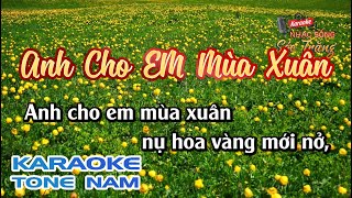 Karaoke Anh Cho Em Mùa Xuân | Tone Nam | Karaoke Nhạc Sống Sóc Trăng