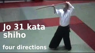 Aikido - JO 31 KATA  in four directions, staff exercise, by Stefan Stenudd in 2004