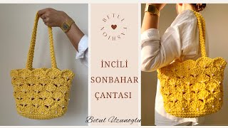 ÇOK ŞIK SONBAHAR TONLARINDA İNCİLİ ÖRGÜ ÇANTA YAPIYORUZ🧡 - Autumn Style Yellow Bag