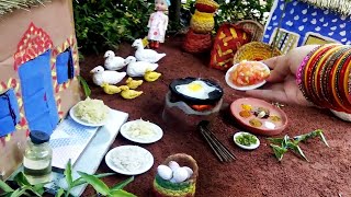 Miniature Duck Egg + Tomato + Potato Fry Recipe | Duck Egg Fry | Hasher Dim Recipe | Grand Tiny Food