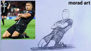 How to draw Kylian Mbappe with a pencil✏