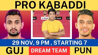 GUJ vs PUN Kabaddi Dream11 Team Prediction, Gujrat Giants vs Puneri Paltan Kabaddi Dream11 Team