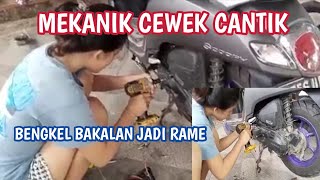 Viral....!!! Cewek Cantik jadi Mekanik Motor