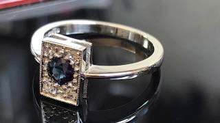 Sapphire and Diamond, Panel Ring by Anthony Paul Jewellery - Workshop in Windsor