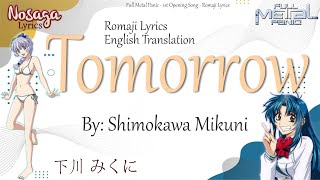 Tomorrow - Shimokawa Mikuni - Full Metal Panic Opening Song (Romaji Lyrics & English Translate)