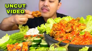 UNCUT MUKBANG | ASMR EATING SPICY CHICKEN | FRESH VEGGIES