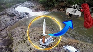 PESCA MAGNÉTICA NO LAGO  DA CACHOEIRA, VEJA OQUE DEU, hoby do ginho da selva  DETECTORIMO