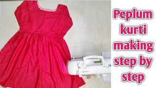 Peplum Top Cutting &Stitching | Peplum Kurti Making |  Diy Peplum Kurti | Diy Short Kurti