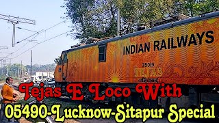 तेजस इलेक्ट्रिक लोको के साथ सीतापुर पैसेंजर Tejas Electric Loco With 05490-Lucknow Sitapur Special|